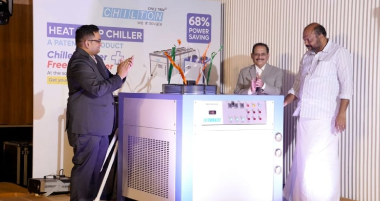 Minister P. Rajeev Chilton’s New Energy-Efficient Free Hot Water Heat Pump Chiller to the market